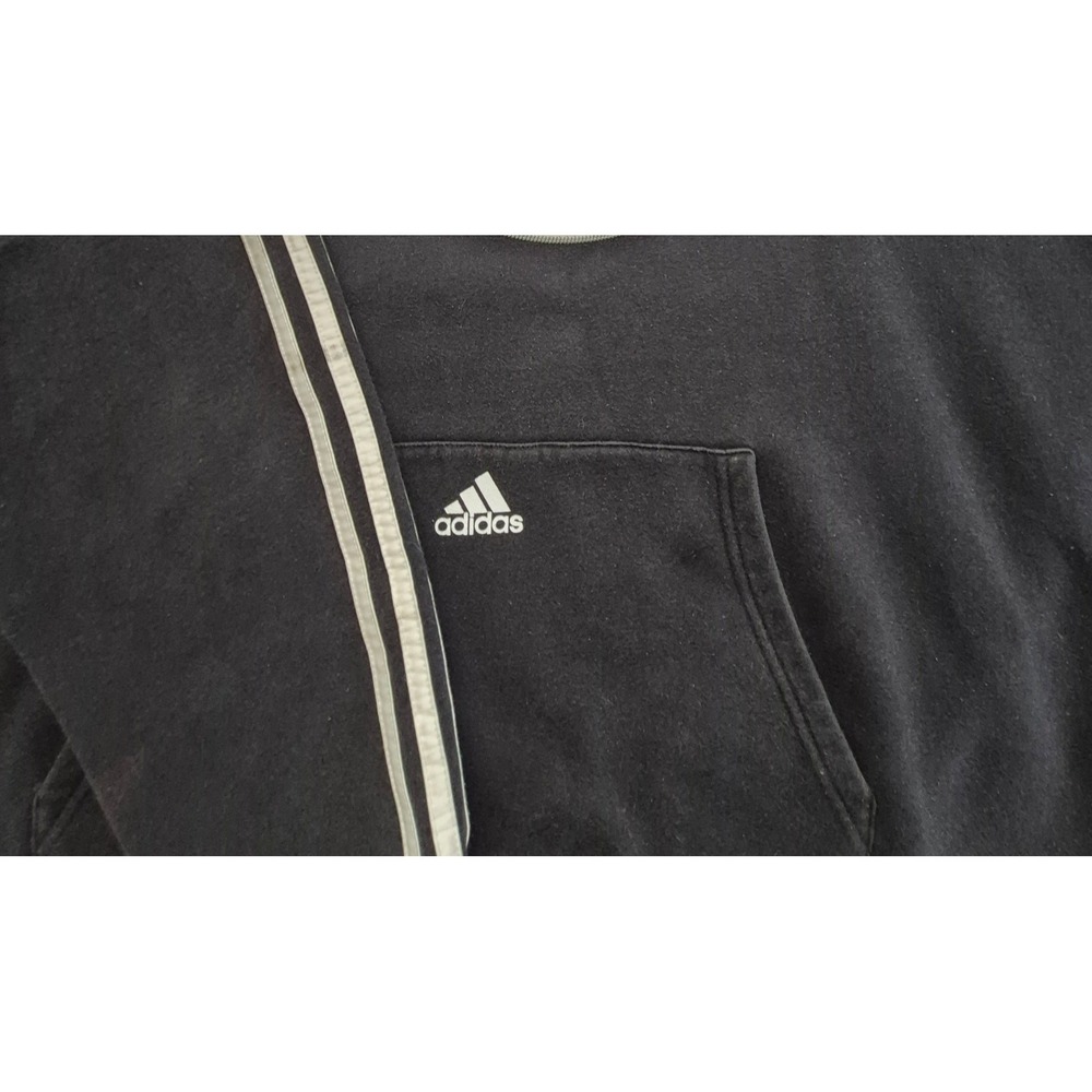 Los Angeles Clippers Adidas Hoodie Men LG Black NBA 3 Strip Sleeve front pocket - Picture 3 of 13